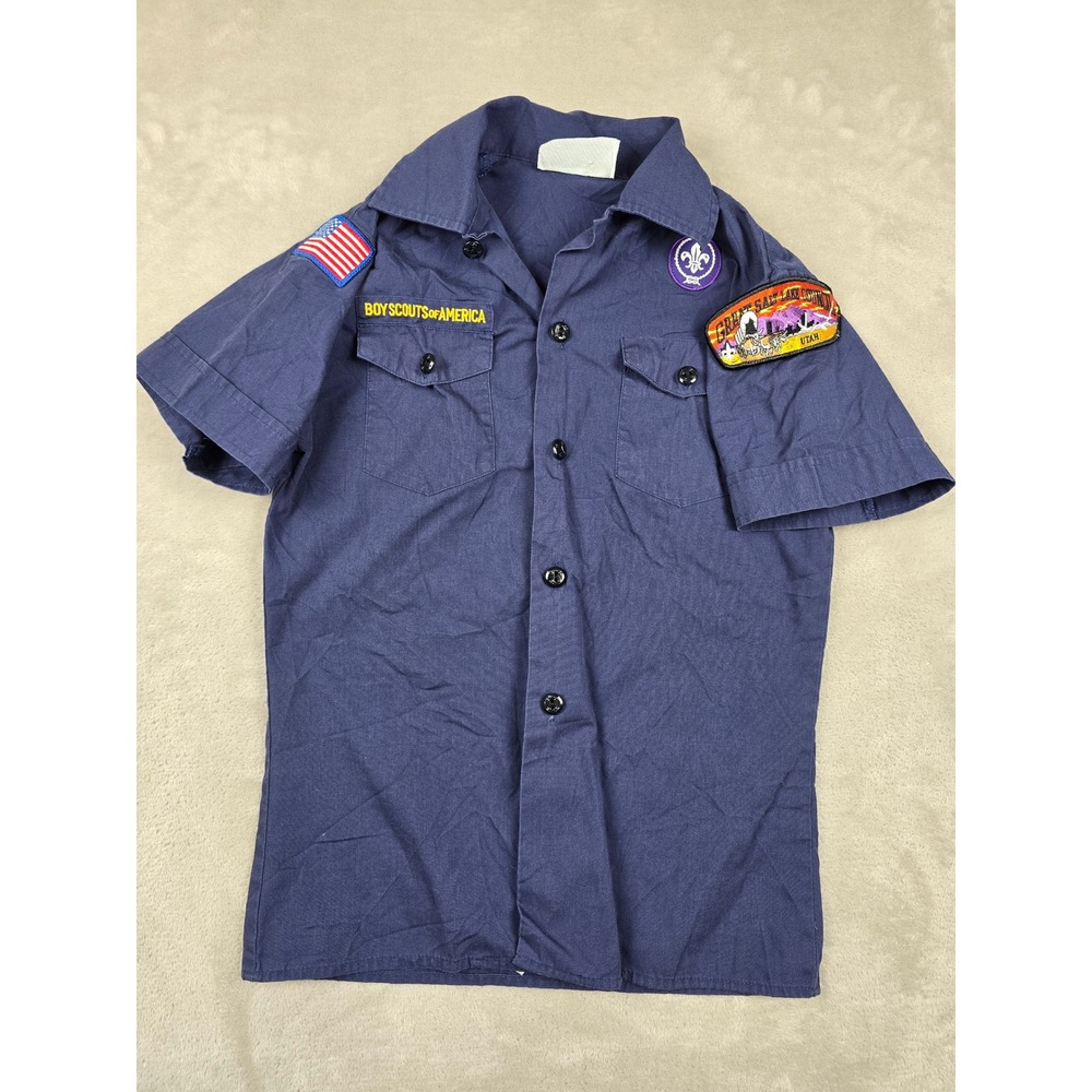 Boy‎ Scouts of America Shirt Kids Youth M Blue Great Salt Lake Utah Patches